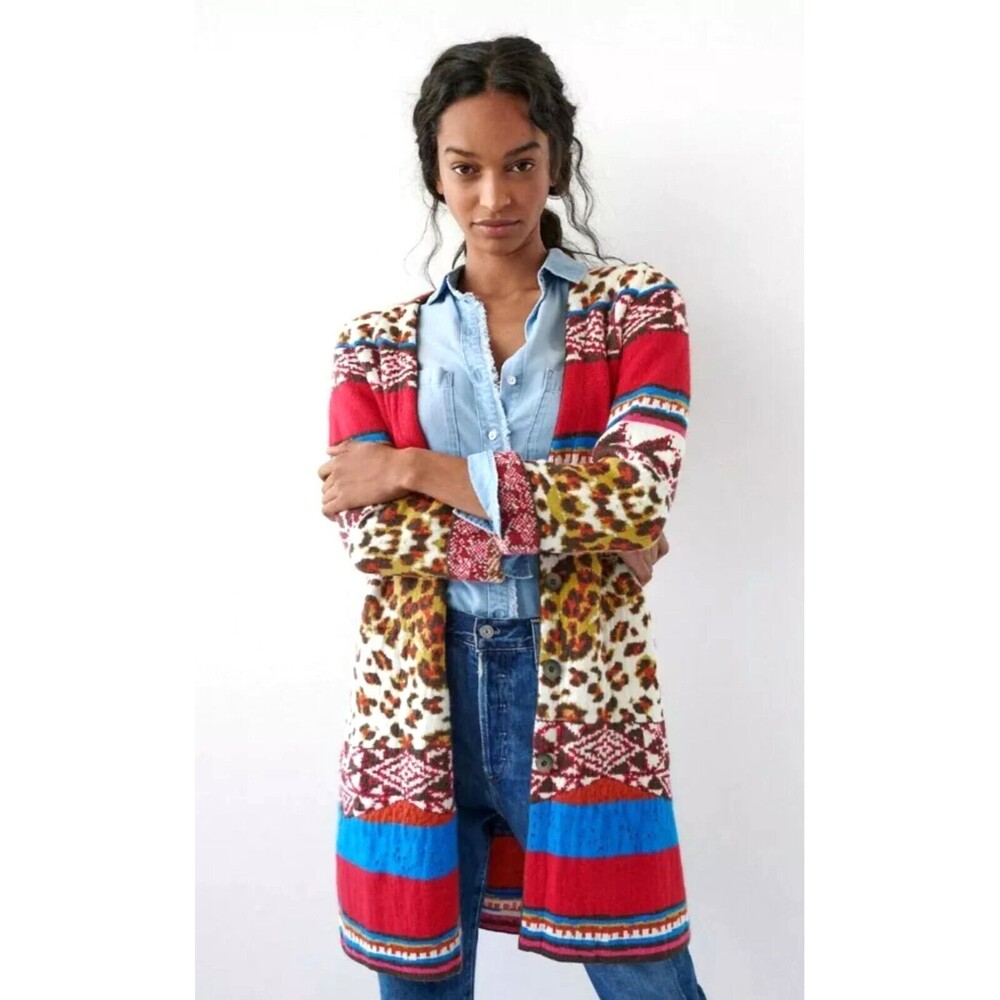 Anthropologie ALDOMARTINS Mariana Cardigan Sweater XS Colorful Wool Blend Knit